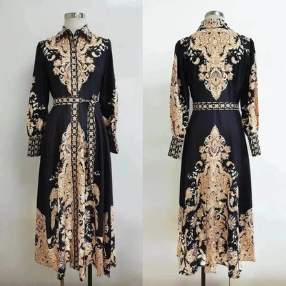 Arab  Women's Wear Arabic Print Swing Dress