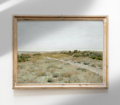 Vintage Spring Field Pastel Landscape Art Print L0219