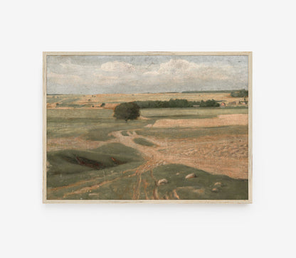 Farmland Landscape - Vintage Muted Neutral Field L244
