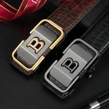 Automatic Buckle Genuine Leather Belt For Middle-aged And Young People