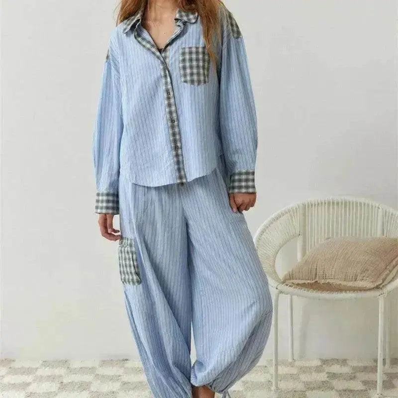 Tenue décontractée pour femme automne à carreaux pour la maison
