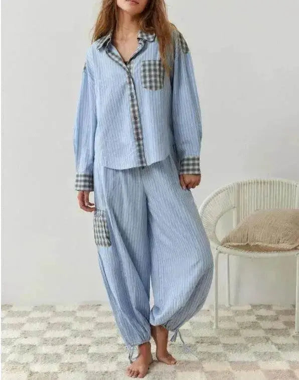 Tenue décontractée pour femme automne à carreaux pour la maison