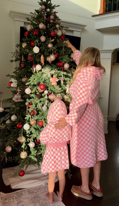 Childrens Check Print Hooded Robe - restocking in April