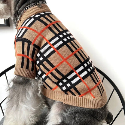 Pull en tricot pour chien | Pull en tricot à carreaux Brrbrry pour chien