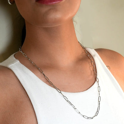 Collier BARNSBURY : Collier maillons trombone en argent – 55 cm