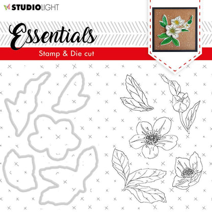 SL Clear Stamp & Die Cut Christmas Rose Essentials 95x55mm nr.48