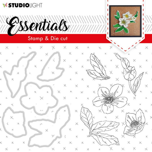 SL Clear Stamp & Die Cut Christmas Rose Essentials 95x55mm nr.48