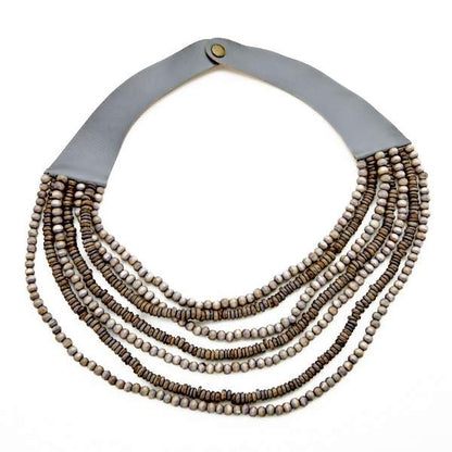 Multi Strand Wooden Bead Necklace