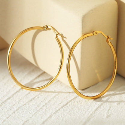 Style BIANCA Gold: Classic Essential Everyday Basic Round Gold Hoops. Available in 7 Sizes - 1cm to 6cm