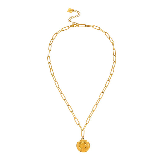 BILBAO Gold : Collier pendentif pièce de monnaie romaine.