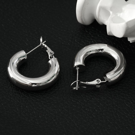 BLYDE Argent (Or Blanc) : Créoles Essentielles Semi-Larges (2.5cm)