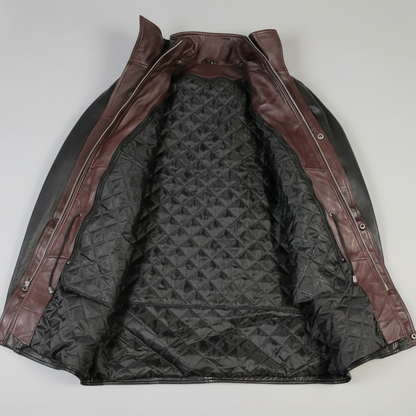 Manteau long bicolore à double col pour homme BOL | Blouson en cuir