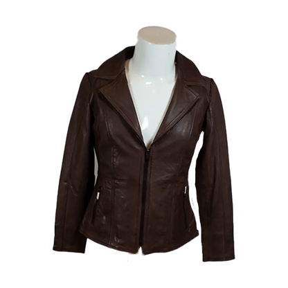 Blouson en cuir classique à col ouvert BOL pour femme