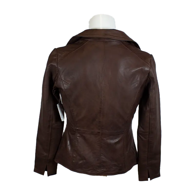 Blouson en cuir classique à col ouvert BOL pour femme