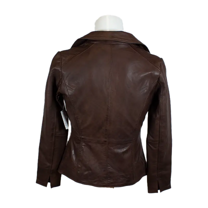 Blouson en cuir classique à col ouvert BOL pour femme