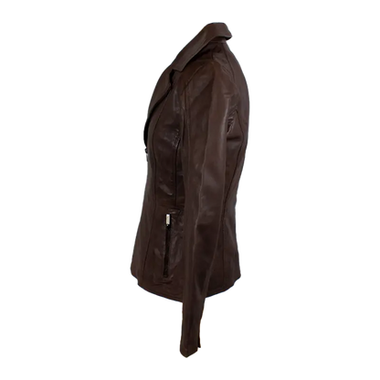 Blouson en cuir classique à col ouvert BOL pour femme