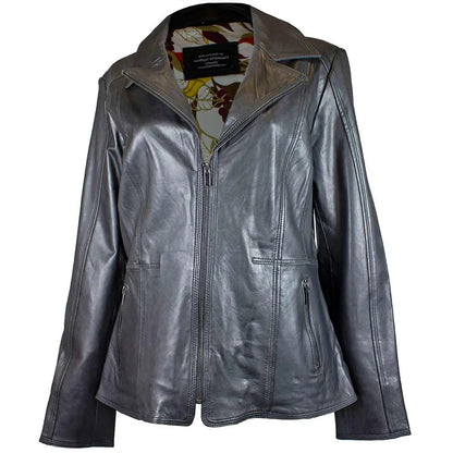 Blouson en cuir classique à col ouvert BOL pour femme