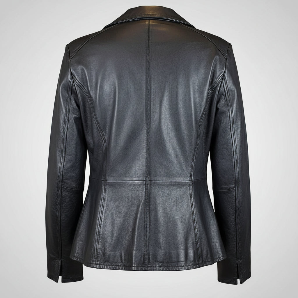 Blouson en cuir classique à col ouvert BOL pour femme
