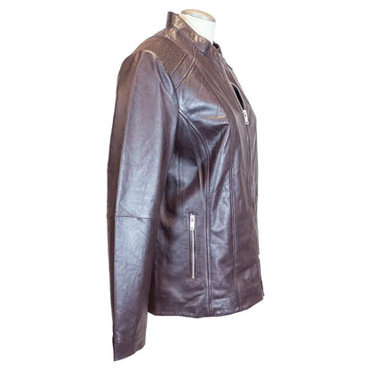 BOL Women's Paulina Ribbed Shoulder Leather Jacket