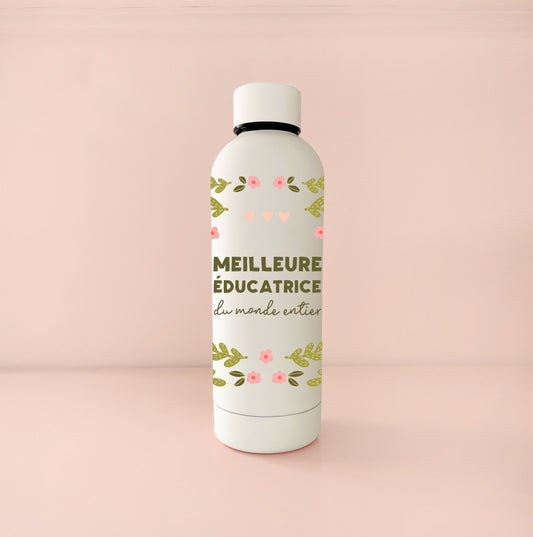 Bouteille isotherme 17oz - meilleure éducatrice du monde - crème