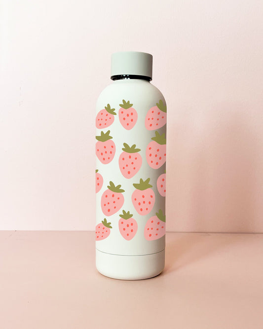 Strawberry Fields 17 oz stainless steel bottle - cream