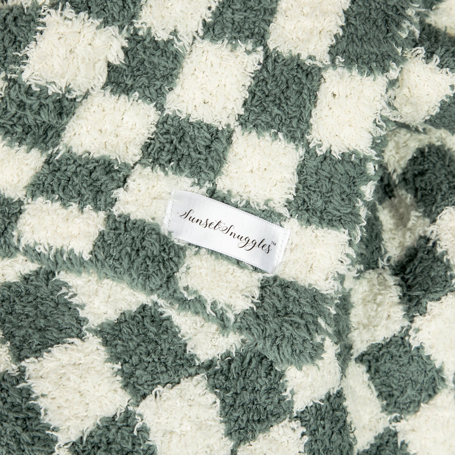 Baby's Breath & Forest Green Check Print Throw