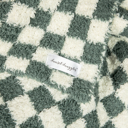 Baby's Breath & Forest Green Check Print Throw