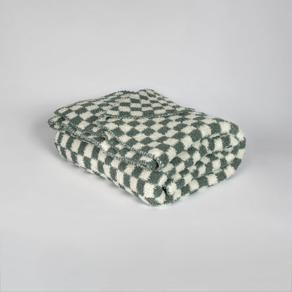 Baby's Breath & Forest Green Check Print Throw
