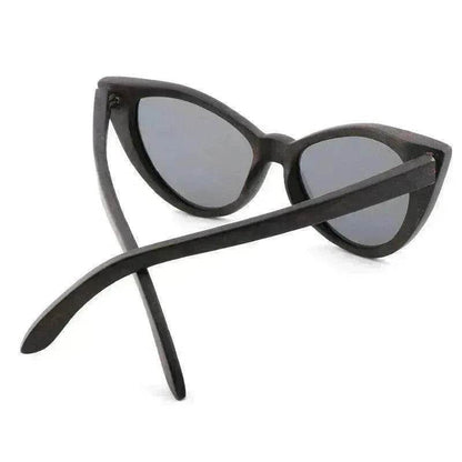 Lunettes de soleil polarisées œil-de-chat tendance en bois de bambou pour femmes