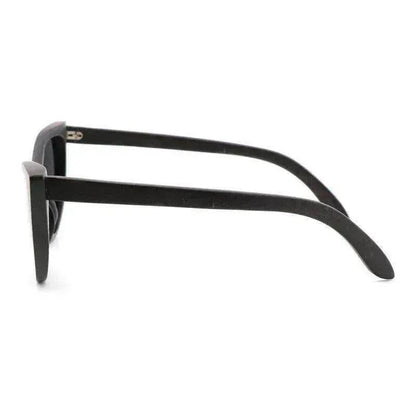 Lunettes de soleil polarisées œil-de-chat tendance en bois de bambou pour femmes