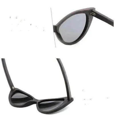 Lunettes de soleil polarisées œil-de-chat tendance en bois de bambou pour femmes