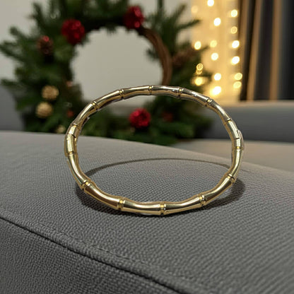 Elegant Bamboo-Inspired Gold-Plated Bangle
