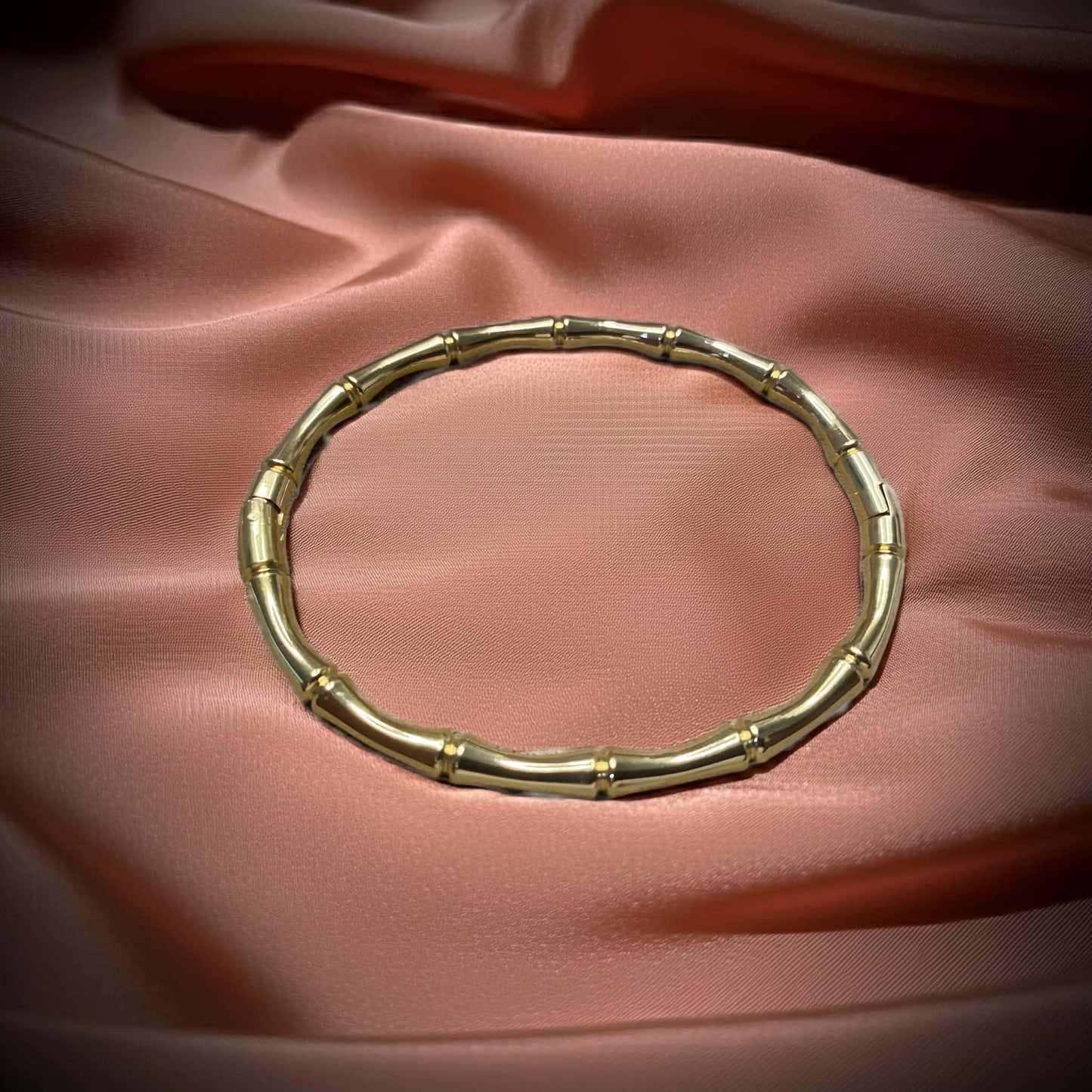Elegant Bamboo-Inspired Gold-Plated Bangle
