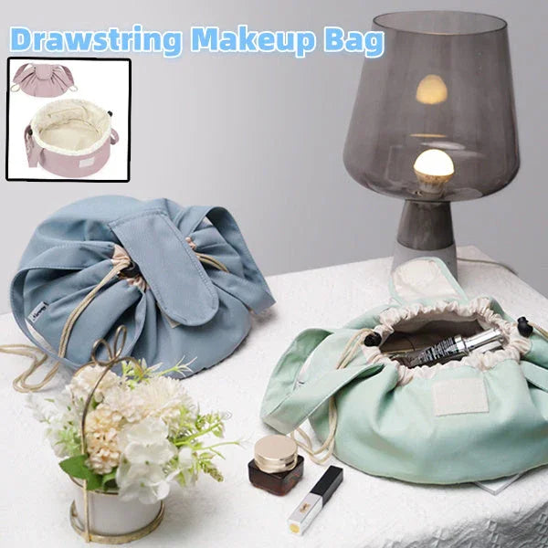 Trousse de Maquillage à Cordon en Forme de Baril, Grande Capacité, pour Femmes, Organisateur de Toilette, Pochette de Voyage pour Dames