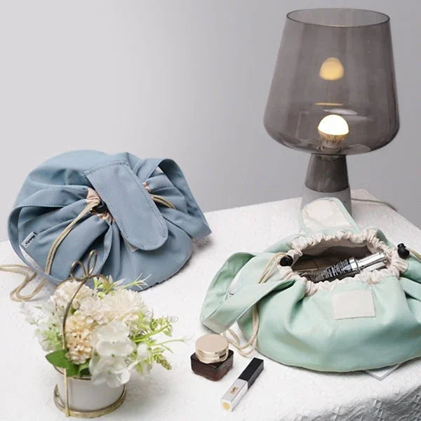 Trousse de Maquillage à Cordon en Forme de Baril, Grande Capacité, pour Femmes, Organisateur de Toilette, Pochette de Voyage pour Dames