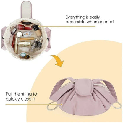 Trousse de Maquillage à Cordon en Forme de Baril, Grande Capacité, pour Femmes, Organisateur de Toilette, Pochette de Voyage pour Dames