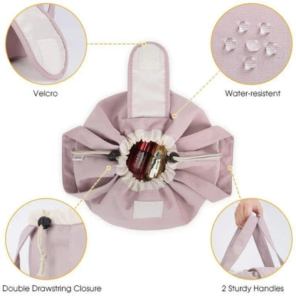 Trousse de Maquillage à Cordon en Forme de Baril, Grande Capacité, pour Femmes, Organisateur de Toilette, Pochette de Voyage pour Dames