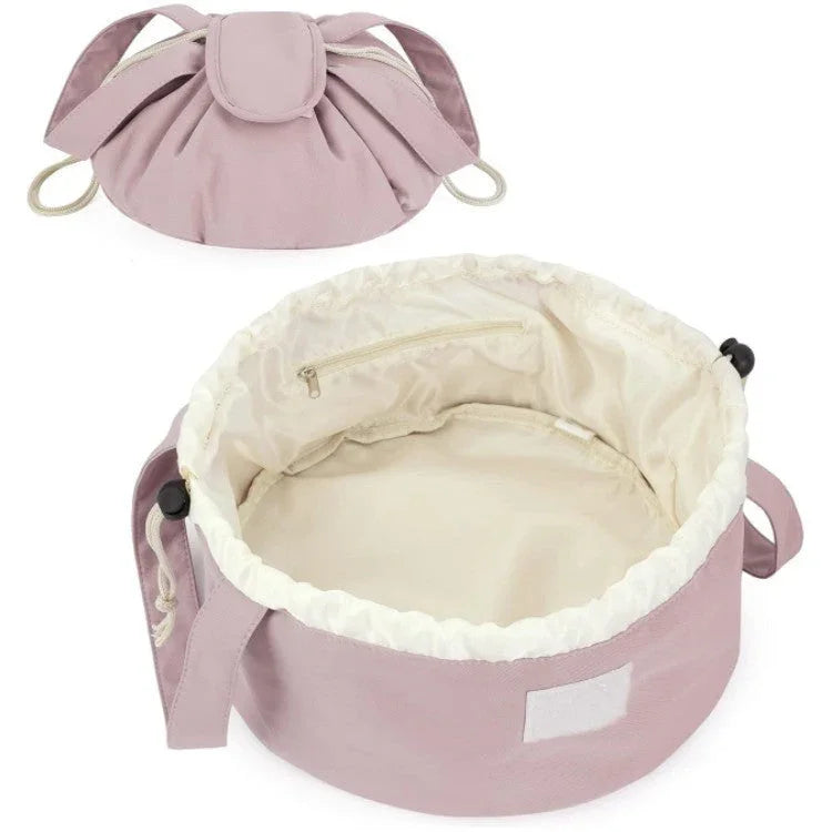 Trousse de Maquillage à Cordon en Forme de Baril, Grande Capacité, pour Femmes, Organisateur de Toilette, Pochette de Voyage pour Dames