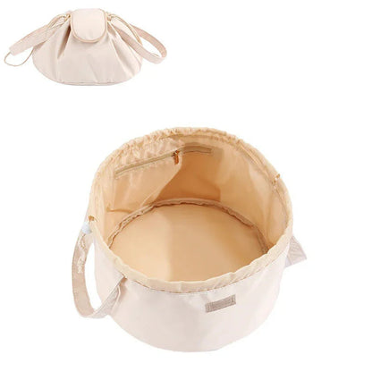 Trousse de Maquillage à Cordon en Forme de Baril, Grande Capacité, pour Femmes, Organisateur de Toilette, Pochette de Voyage pour Dames