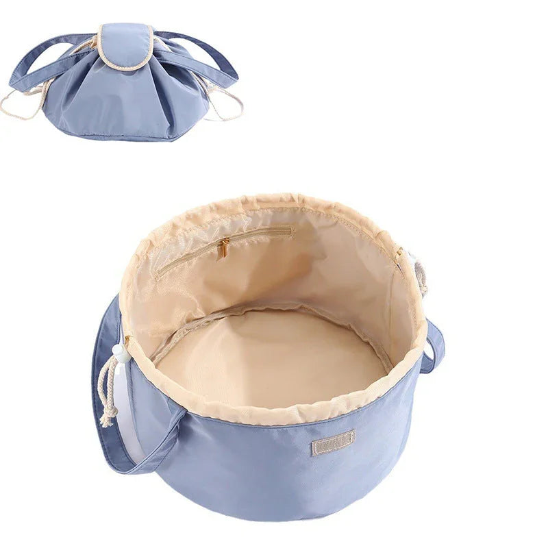 Trousse de Maquillage à Cordon en Forme de Baril, Grande Capacité, pour Femmes, Organisateur de Toilette, Pochette de Voyage pour Dames
