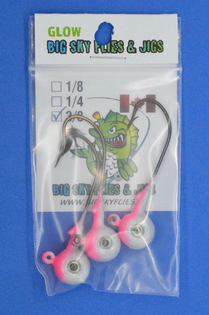 🍁Big Sky Titan 3/8oz Heavy Duty Jig Heads Glow 3/pack