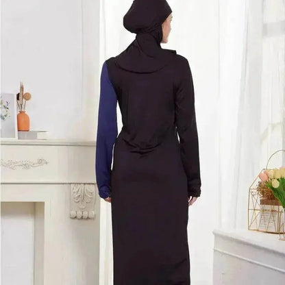 Black Women's Arab  2 Pieces Sets Long Sleeve Top Dress and Pants Abaya Outfits