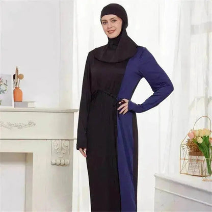 Black Women's Arab  2 Pieces Sets Long Sleeve Top Dress and Pants Abaya Outfits
