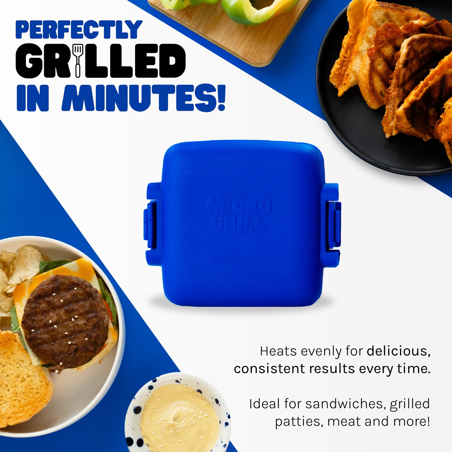 Micro Grill Classic™ Toastie Maker, Microwave Grill, Sandwich Toaster, 3 Minute Grilled Cheese, Crispy, Panini Press, Dishwasher Safe, Office, Home, Travel & School Dorms