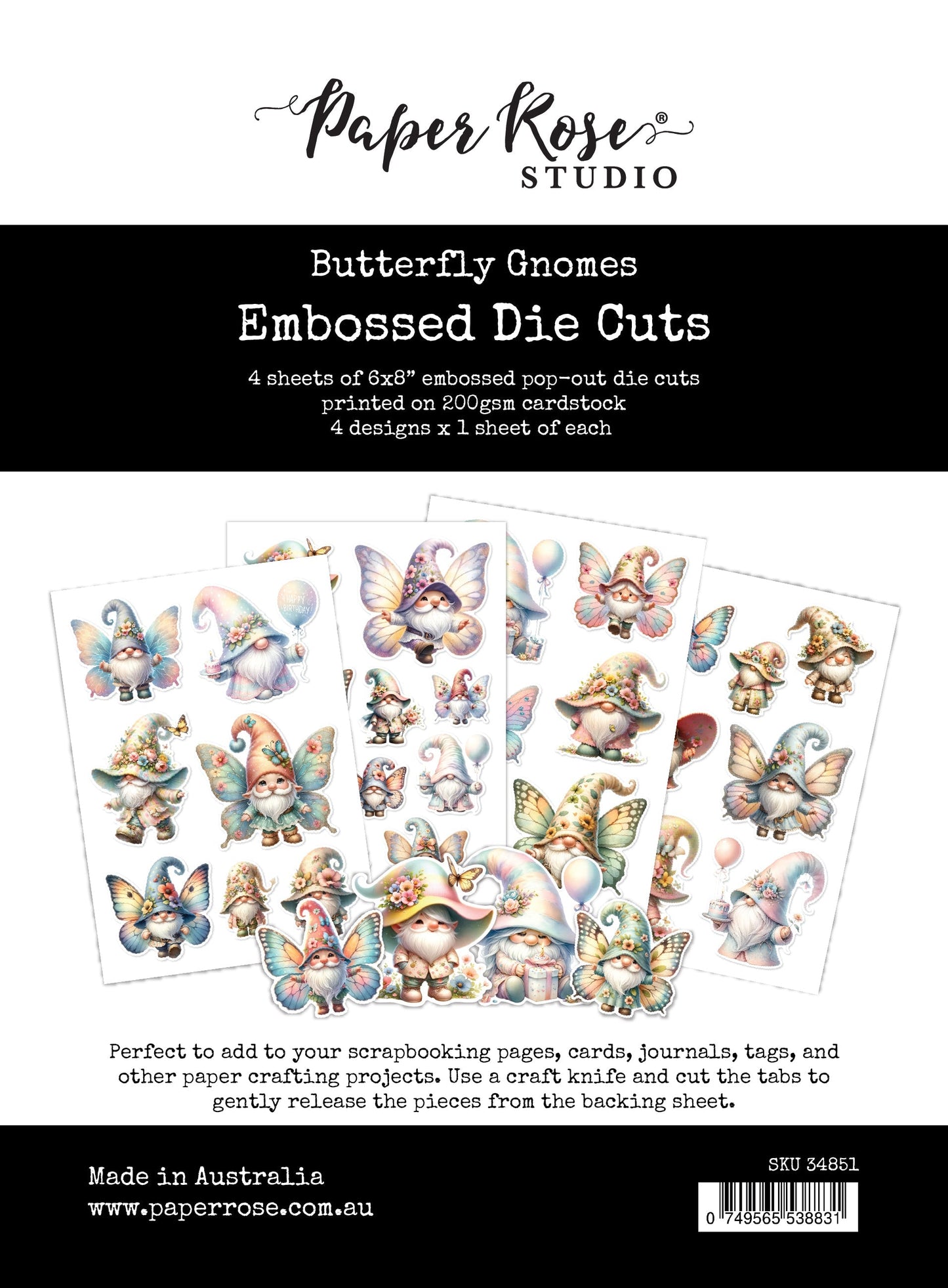 Butterfly Gnomes Embossed Die Cuts 34851