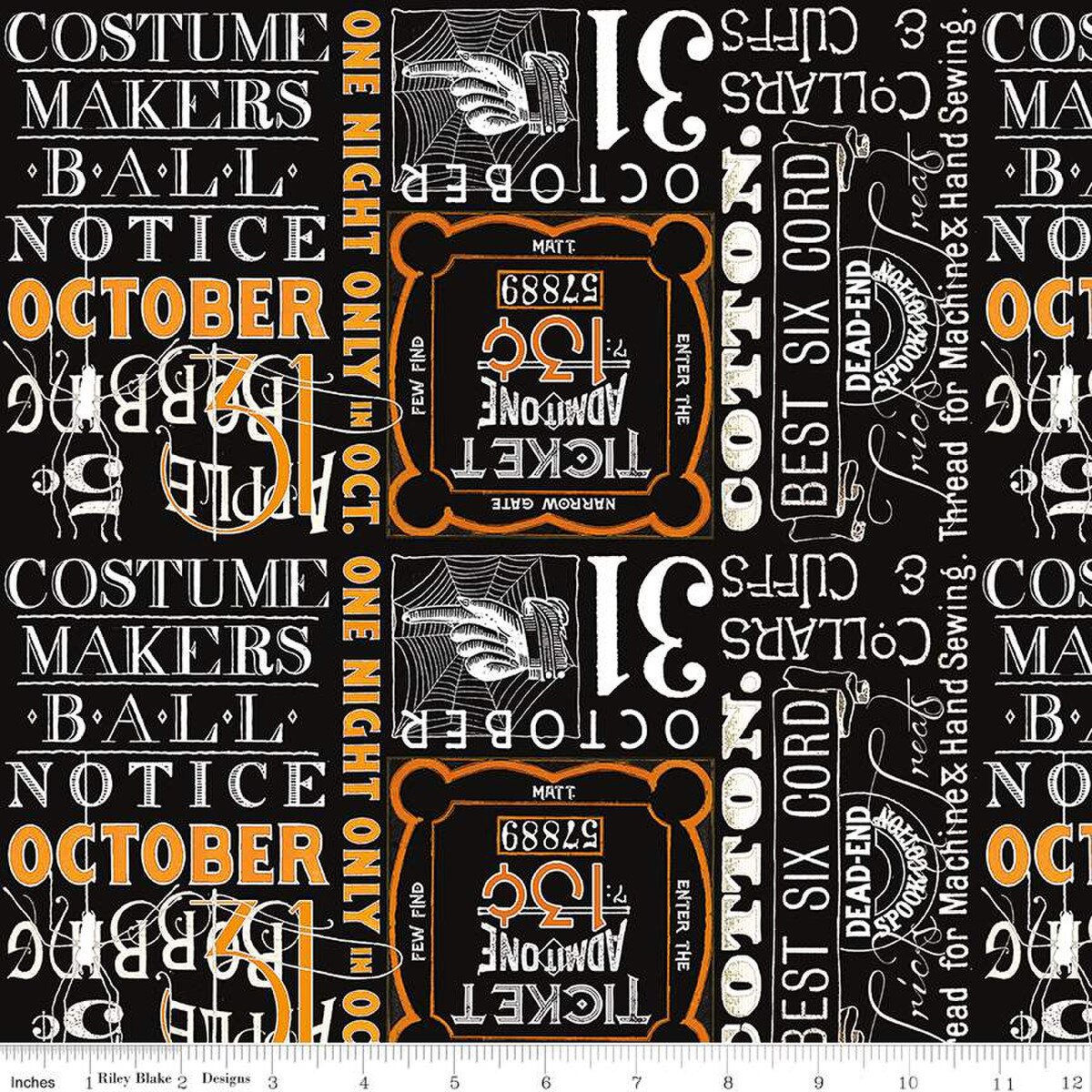 Riley Blake - Costume Maker's Act II - Ticket Text Black - C16012-BLACK