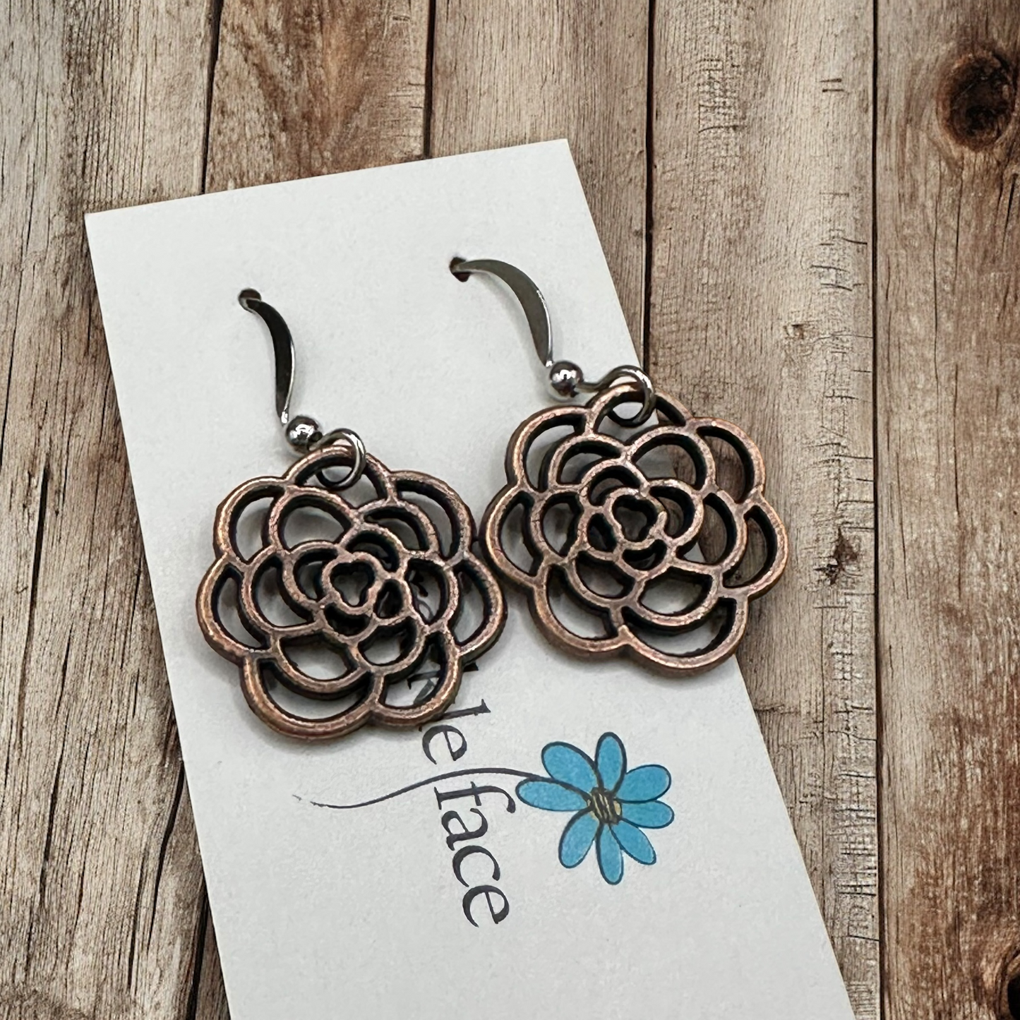 Boucles d'oreilles fleur rose