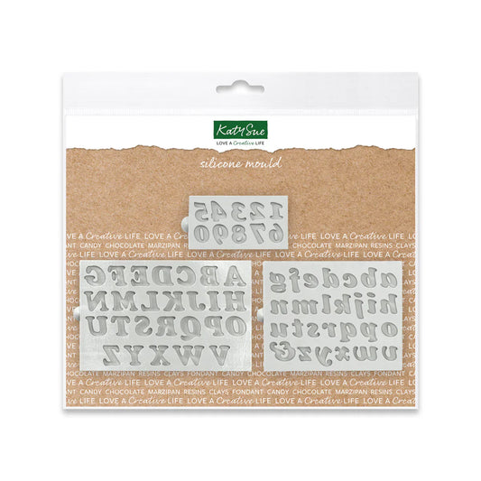 Basic Italics Alphabet and Numbers Silicone Mould Set of 3