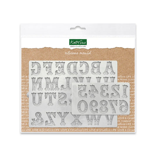 Zebrawood Font Alphabet and Numbers Silicone Mould Set of 2
