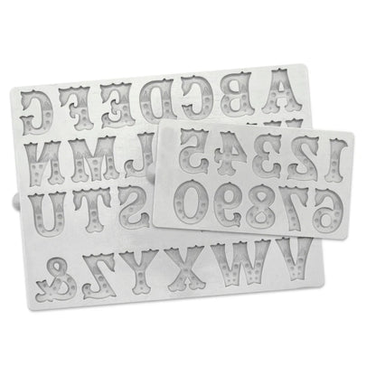 Zebrawood Font Alphabet and Numbers Silicone Mould Set of 2